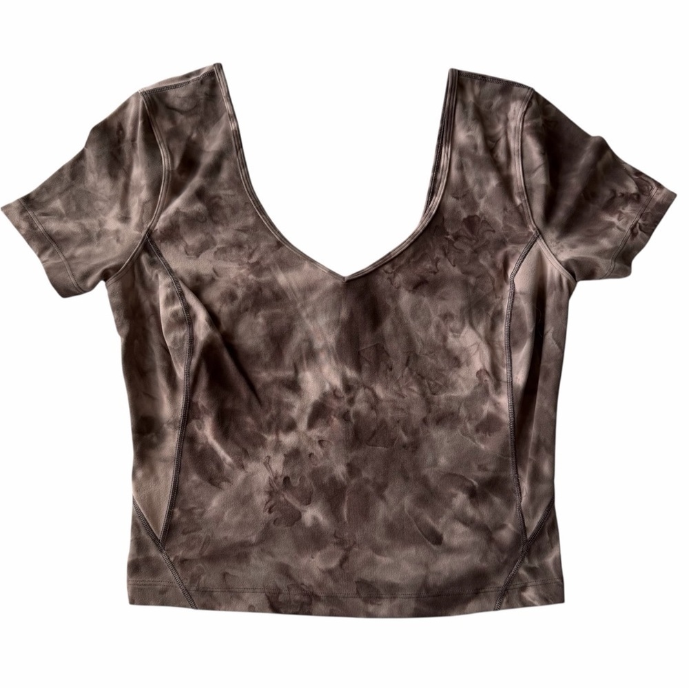 Lululemon Athletica Taupe Tie-Dye Cropped Top Tee shirt size 6